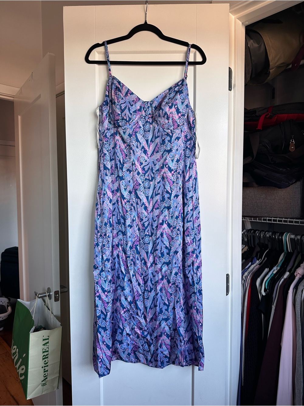 Lilly Pulitzer Blue and Pink Floral Slip Dress